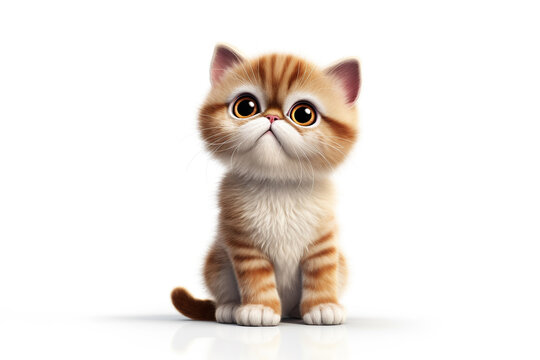 an Exotic Shorthair cat in front of a white background. 3D render illustration. 