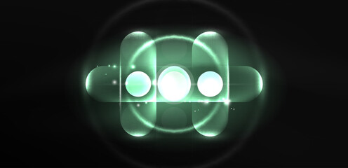 Abstract glowing neon light techno circles background