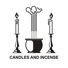 Candles and incense icon isolated on background vector illustration.