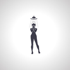 woman taking shower silhouette icon.