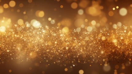 Golden Christmas particles and sprinkles for a holiday event. Background with sparkles and glitters