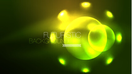Neon glowing circles, magic energy space light concept, abstract background wallpaper design