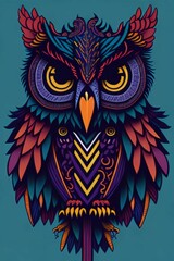 A detailed illustration of an Owl for a t-shirt design, wallpaper, and fashion