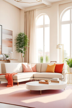 Modern living room with fireplace