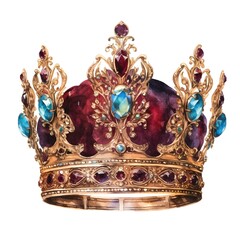 Golden crown with jewels isolated on white. English royal symbol of UK monarchy.
