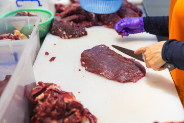 Butcher cut slice of the beef
