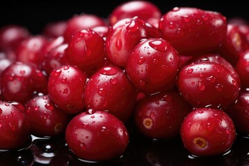Fresh sweet cranberries close up.