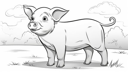 Simple coloring pages for children, pig