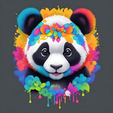 panda bear with a flower