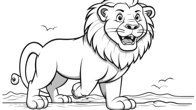 Simple coloring pages for children, lion