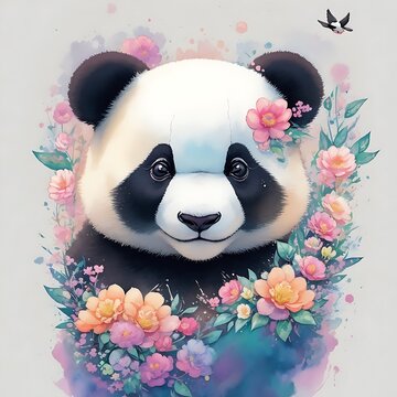 panda with flower