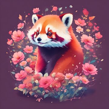 panda with flower