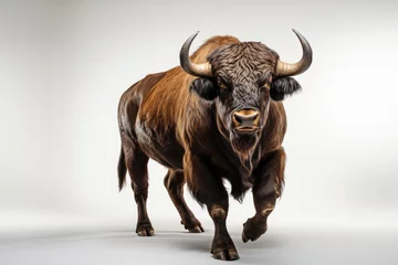 Poster a Spanish Fighting Bull on isolate white background © sakepaint