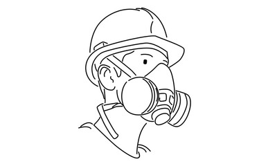 line art of man with respirator mask
