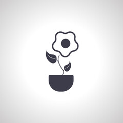 Indoor plant in a pot icon. flower in a pot line icon.