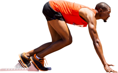 Digital png photo of african american male athlete on transparent background