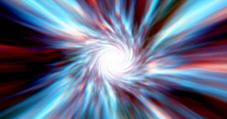 Obraz premium Multicolored hypertunnel spinning speed space tunnel made of twisted swirling energy magic glowing light lines abstract background