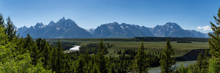 Landscape views of The Grand Teton National Park in Summer 