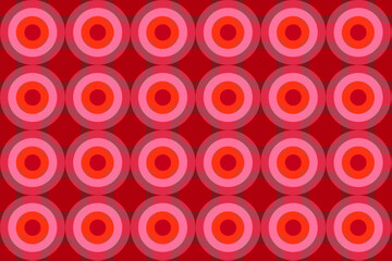 ピンクのバリエーションの重なり合う多重の円のシームレス模様