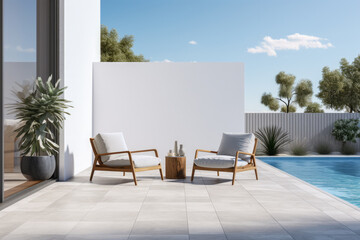 Obraz premium Luxury beach house with sea view swimming pool.