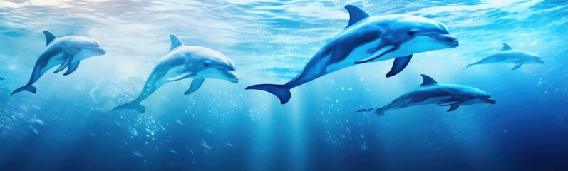 Obraz na płótnie Canvas Dolphins banner