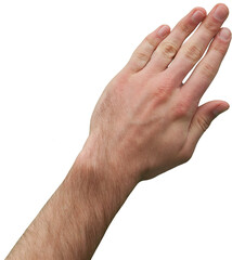 Digital png photo of hand of caucasian man on transparent background