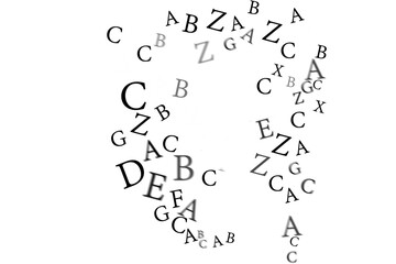 Digital png illustration of white and black letters on transparent background