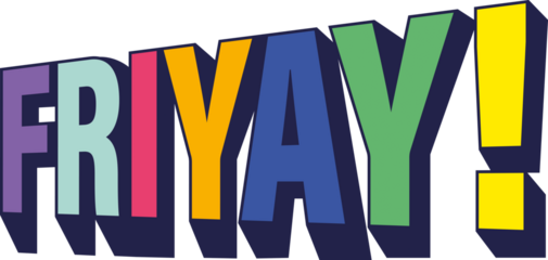 Digital png illustration of colourful friyay text on transparent background