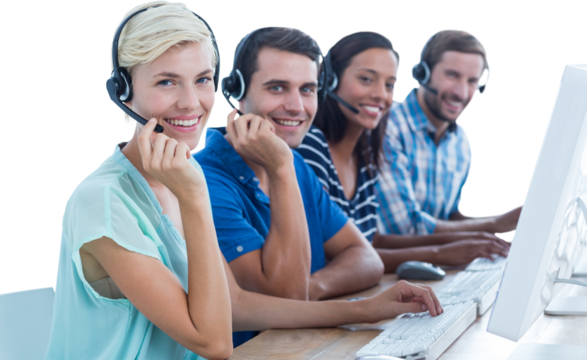 Digital png photo of smiling biracial businesspeople on transparent background