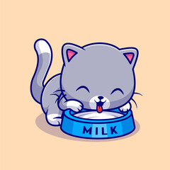 Cute Cat Drink Milk Cartoon Vector Icon Illustration. Animal
Drink Icon Concept Isolated Premium Vector. Flat Cartoon Style