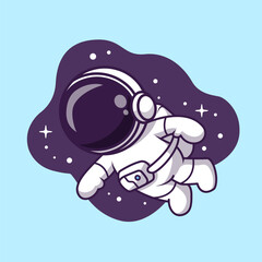 Cute Astronaut Floating In Space Cartoon Vector Icon  Illustration. Science Technology Icon Concept Isolated Premium Vector. FlatCartoon Style © catalyststuff