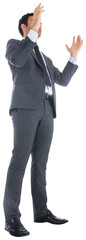 Digital png photo of tired asian businessman on transparent background