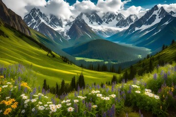 lush green meadow in the mountains
