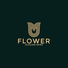 Luxury flower vector logotype. Creative universal premium leaf floral Linear logo vector template