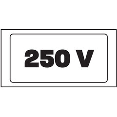 Digital png illustration of 250 v text on transparent background