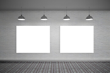 Digital png illustration of blank paintings on wall on transparent background