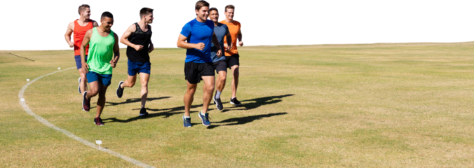 Digital png photo of diverse male athletes on transparent background