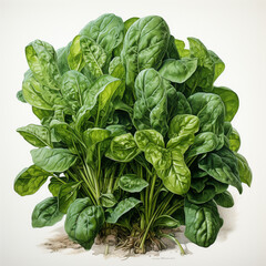 fresh spinach vegetables on a white background