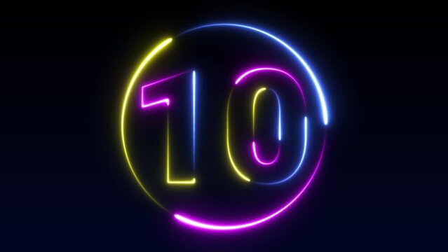 number neon number display animation 12345678910 neon style animation neon number