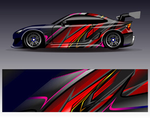 Obraz premium Race car wrap decal designs. Abstract racing and sport background for car livery or daily use car vinyl sticker