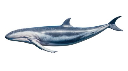 A blue whale on a white background, created by Generative AI