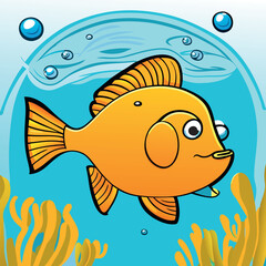 fish swimming in the pool, vector illustration cartoon