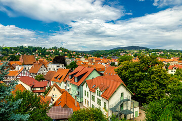 Fototapeta premium Eine sommerliche Radtour durch die Fachwerkstadt Schmalkalden und ihrer reizvollen Umgebung - Thüringen - Deutschland