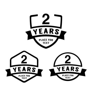 2 years anniversary celebration logotype. 2nd anniversary logo collection. Set of anniversary design template. Vector illustration.
