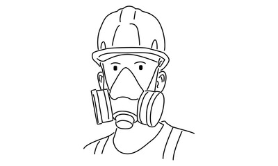 line art of man with respirator mask