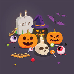 Halloween element set scene