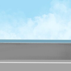 Roadside View with Blue Sky and sea