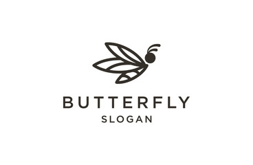 Butterfly gold logo template, luxury butterfly logo outline