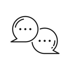 Conversation dialogue speech bubble isolated outline icon. Vector message information memo box, thin line communication thought or say doodle chat