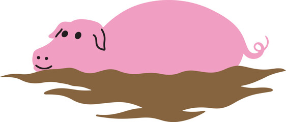 illustration mud bath pig